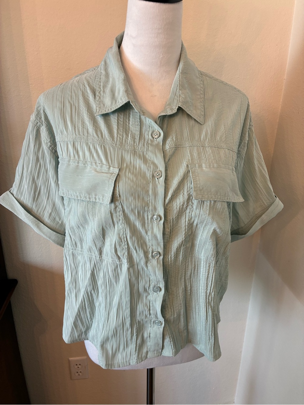 Lush Light Sage Textured Blouse